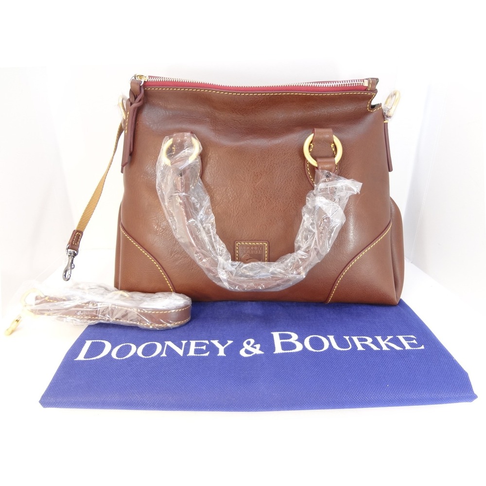 NWT Dooney & Bourke Florentine Satchel Chestnut Brown Shoulder Bag with COA